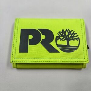 Timberland PRO Mens Trifold Wallet Neon Yellow High Visibility Canvas Logo